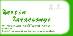 martin karacsonyi business card